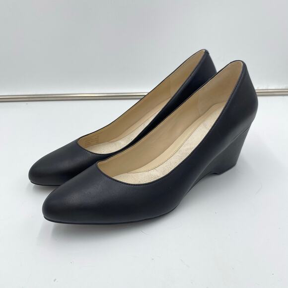 Cole Haan Women Black Leather Waterproof Marta Wedge Heel Size 9B - Picture 1 of 8
